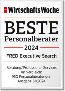 Hier sehen sie das Logo für den besten Personalberater 2024 im Bereich Beratung // Professional Services der Wirtschafstwoche. Hier werden jährlich die besten Headhunter ausgezeichnet.