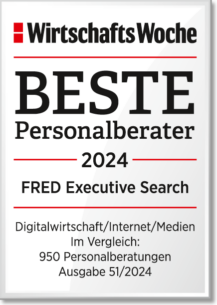Hier sehen sie das Logo für den besten Personalberater 2024 im Bereich Beratung // Professional Services der Wirtschafstwoche. Hier werden jährlich die besten Headhunter ausgezeichnet.