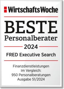 Hier sehen sie das Logo für den besten Personalberater 2024 im Bereich Finanzdienstleistungen der Wirtschafstwoche. Hier werden jährlich die besten Headhunter ausgezeichnet.