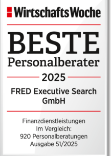 Urkunde WirtschaftsWoche Beste Personalberater 2025: FRED Executive Search GmbH in Finanzdienstleistung